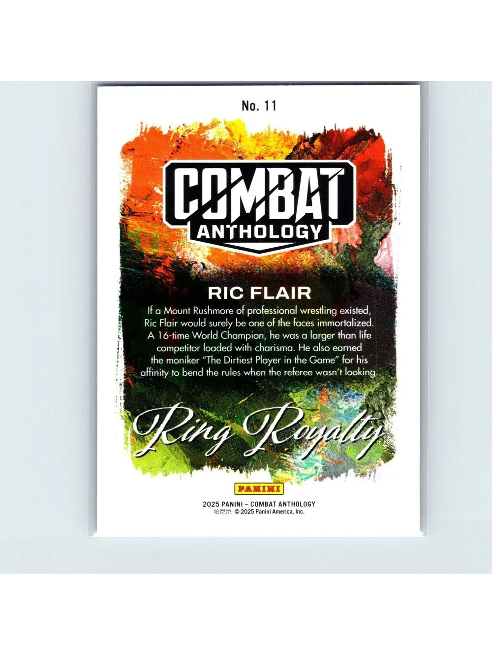2025 Panini Combat Anthology Ric Flair #11 Ring Royalty Blue Fireworks #/125